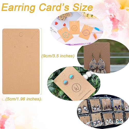 Miniatura 2 de 350 tarjetas de exhibición de aretes, 3.5 x 1.96 pulgadas, resistentes tarjetas de aretes para aretes, collares, joyas