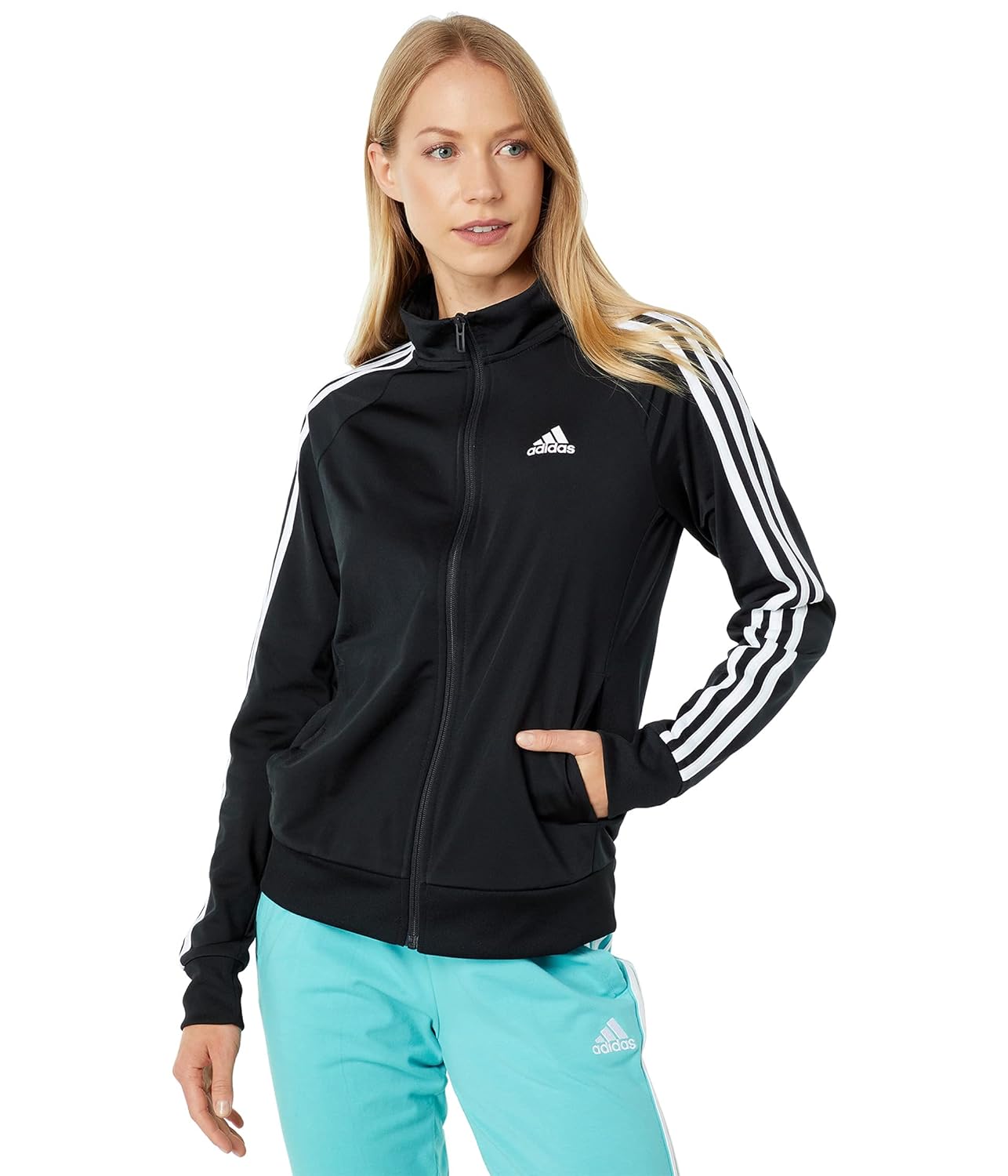 adidas Womens Essentials Warm-Up Slim 3-Stripes Track Jacket