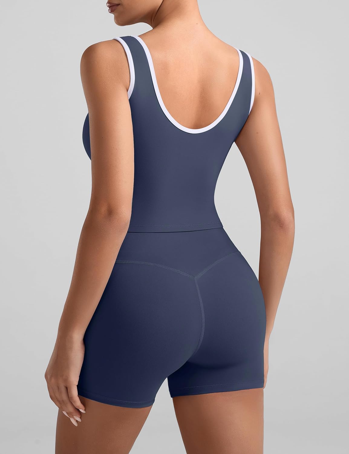 OLCHEE Womens Workout Sets 2 Piece Gym Yoga Outfits Crossover Flare Leggings Crop Tank Top with Contrast Trim - Image 3