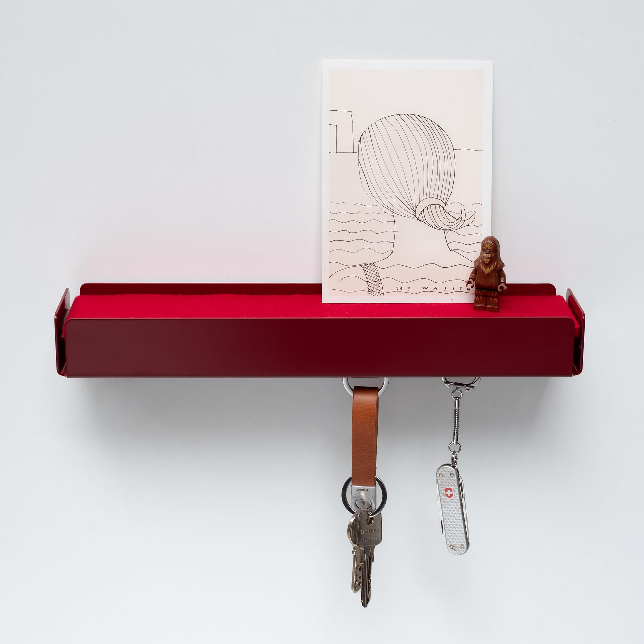 KEY-BOX Schlüsselbrett, Weinrot/Filz rot