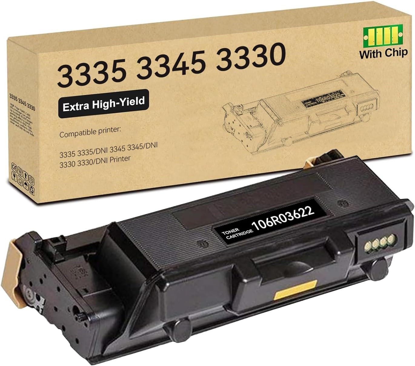 3330/3335/ 3345 Black High Capacity Toner-Cartridge (8,500 Pages/Pack) Compatible for Xerox 106R03622 for Xerox Phaser 3330 WorkCentre 3345 3335 Printer