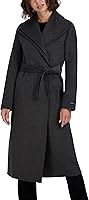 Tahari Women's Slim Fit Double-Faced Wool Blend Wrap Coat with Tie Belt - Long Elegant Maxi Coat