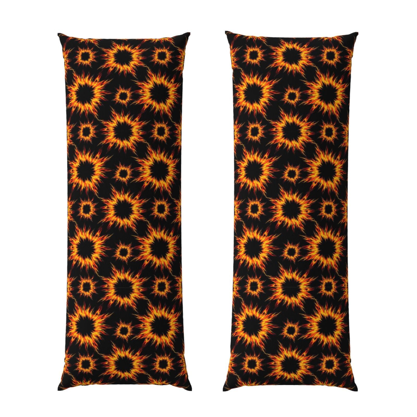 Long Body Pillow Cover 20x54, Fire Flame, Plush Velvet Pillowcase with Zipper, Cozyffy Rectangular Case for Bedroom Couch Sofa Sleeping