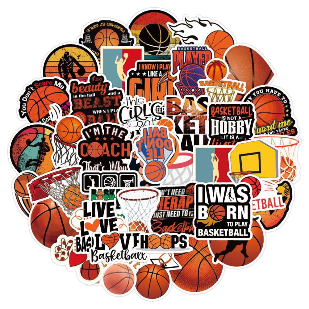 100 Stück Basketball Aufkleber – Coole Vinyl-Sticker Für Skateboard, Helm, Gitarre & Mehr