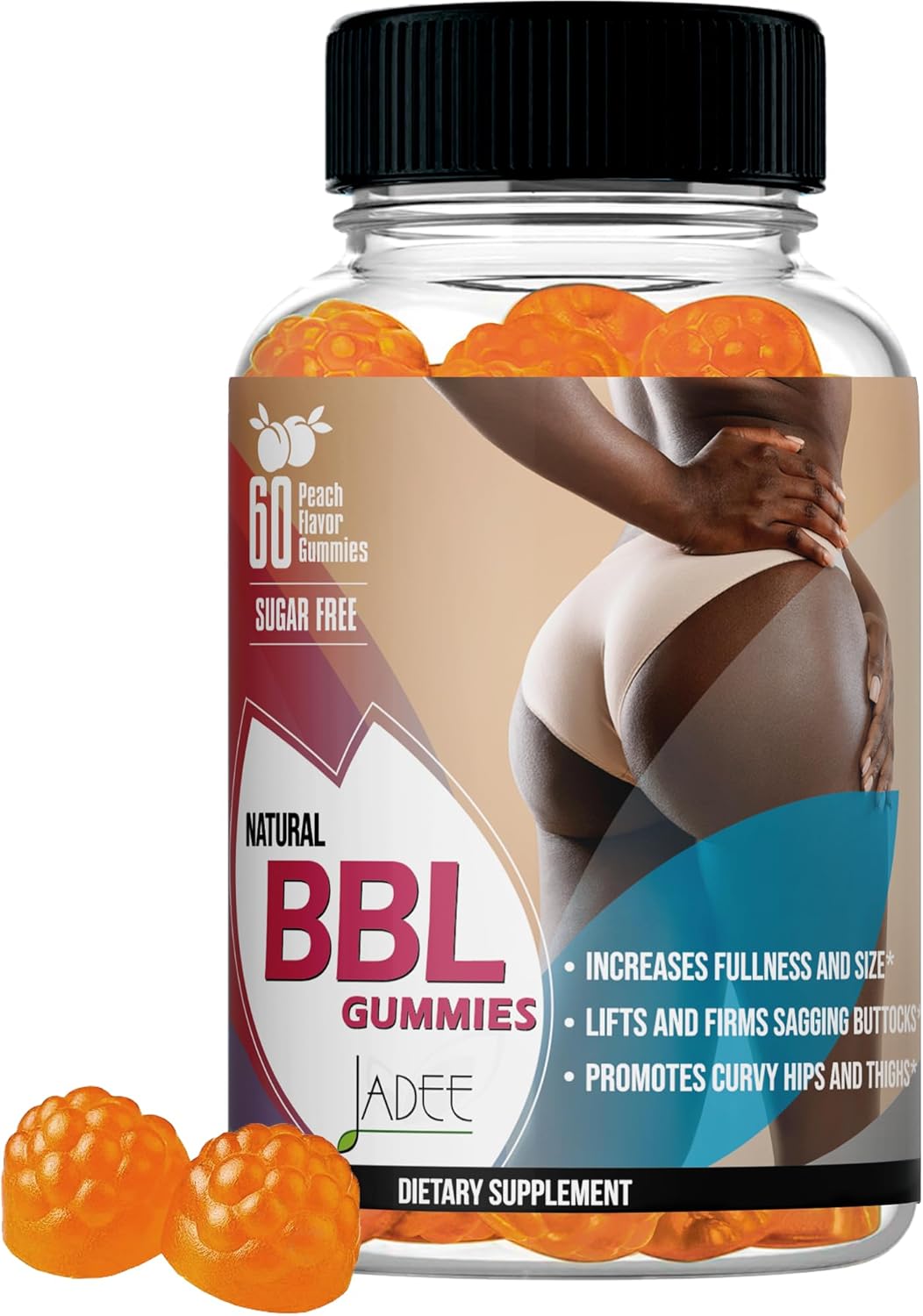 Jadee BBL Gummies for Butt Growth and HIPS – 0 Sugar Weight Gainer for Women – Weight Gain Booty Gummies for Bigger Butt Enhancer – Fenogreco para Aumentar Busto Y Gluteos – Booty Builder – Butt Lift