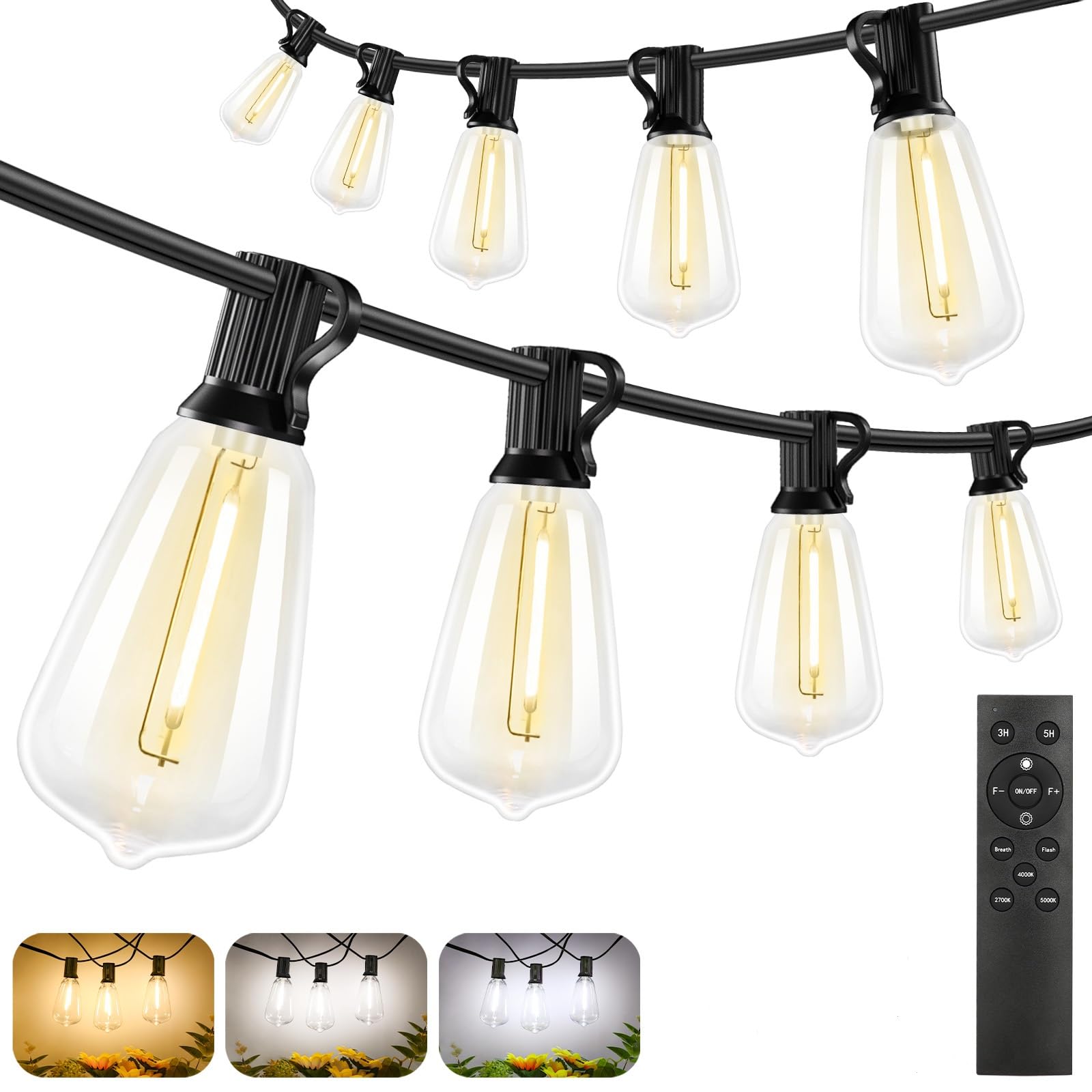 Amazon.com: Brightever 3 Color in 1 Outdoor String Lights with
