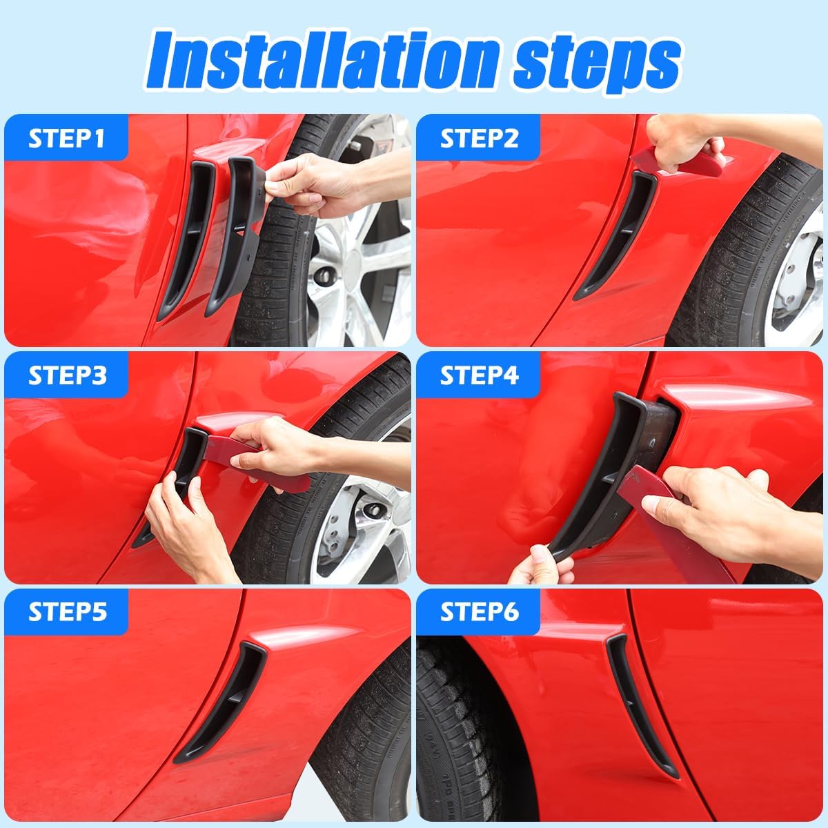 ABS Car Fender Side Vents Cover Trim Compatible with Chevrolet Corvette C6 2005-2013, Air Flow Intake Hole Grille Spoiler Auto Exterior Replacement Accessories (Left+Right)