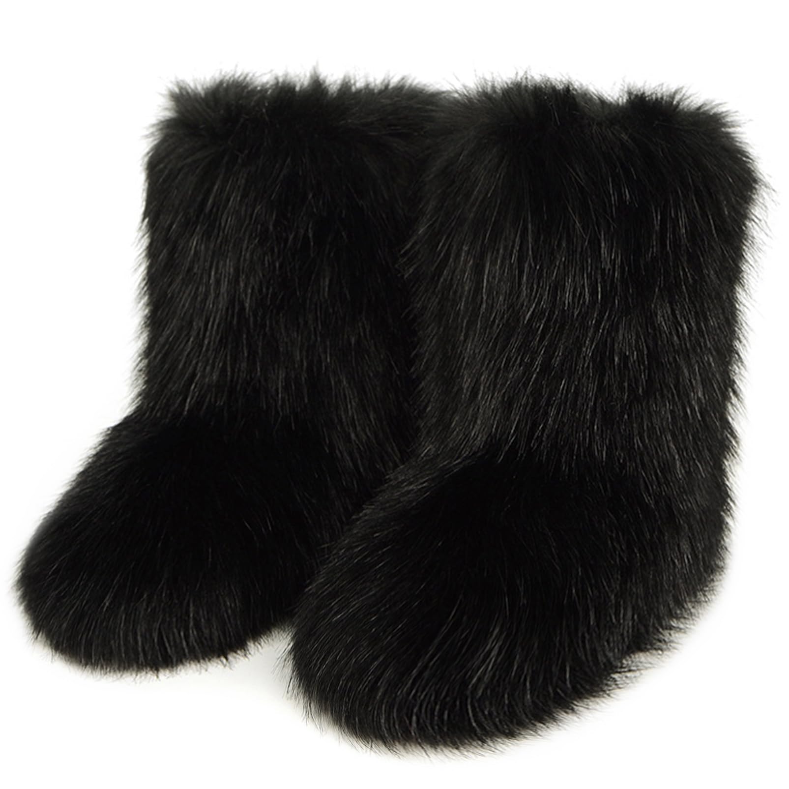 Mujer Linda Fluffy Botas Caliente Invierno Botas de Nieve with Faux Raccoon Piel Zapatos Outdoor