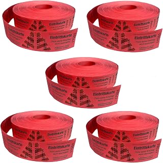 PARTY DISCOUNT Rollen-Eintrittskarten 1000 Abrisse, 5 Rollen, rot