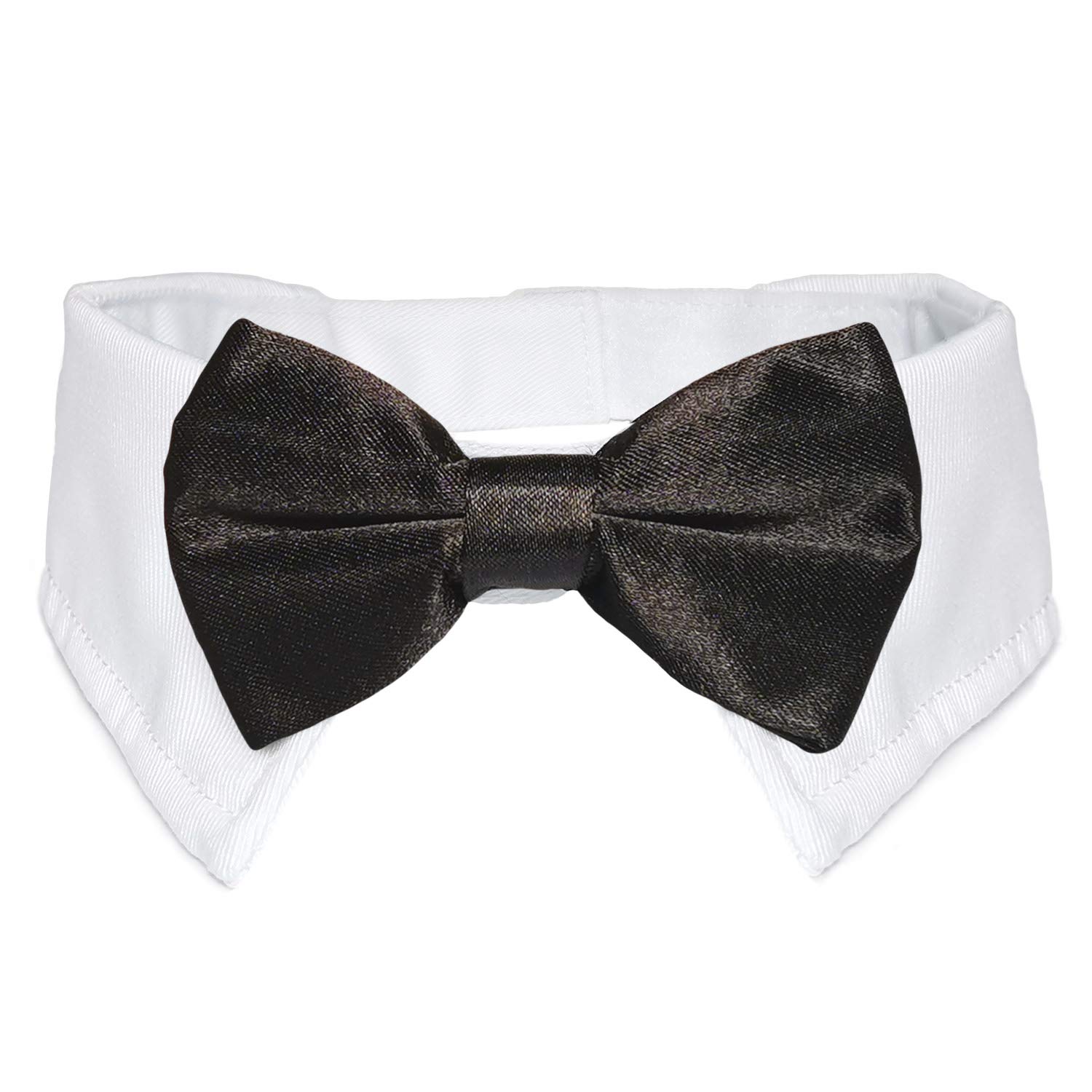 Dog Bowtie, KOOLMOX Tux Dog Collar for Weddings with Handcrafted Adjustable White Collar and Black Tie, Classic Neck Tie for Small to Medium Dogs Cats Puppies Valentine's Costumes