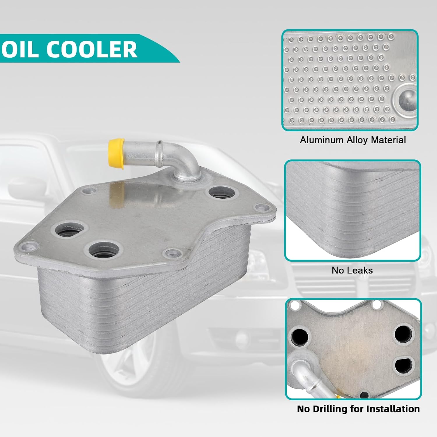 AULINK 07K117021B Engine Oil Cooler Compatible with Volkswagen/VW Beetle 2006-2014, Golf 2010-2014, Jetta 2005-2014, Passat 2012-2014, Rabbit 2006-2009 2.0L 2.5L L4 L5, Replaces 07K117021C
