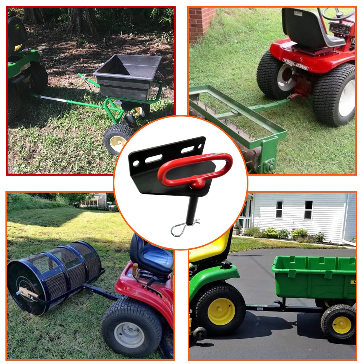 Kit di gancio di traino, gancio universale resistente per tosaerba a rotazione zero e perno di traino da 5/8" con bulloni, per ATV, UTV, tosaerba, trattori (con perno di aggancio)