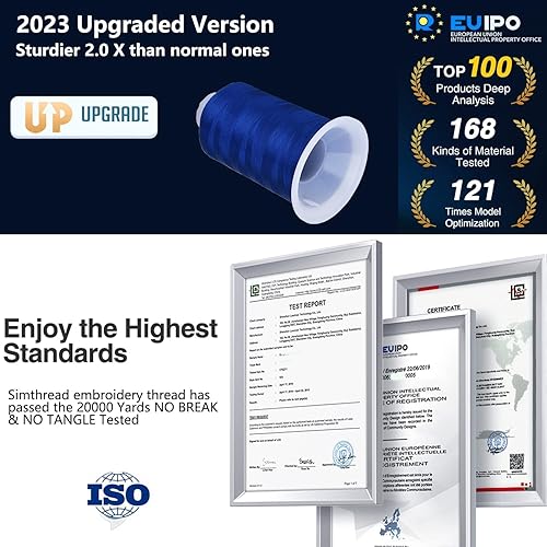 Miniatura 27 de Simthread Hilo de bordar 5500 yardas rojo 800, 2 carretes enormes 40wt poliéster para hermano, Babylock, Janome, Singer, Pfaff, Husqvarna, Bernina