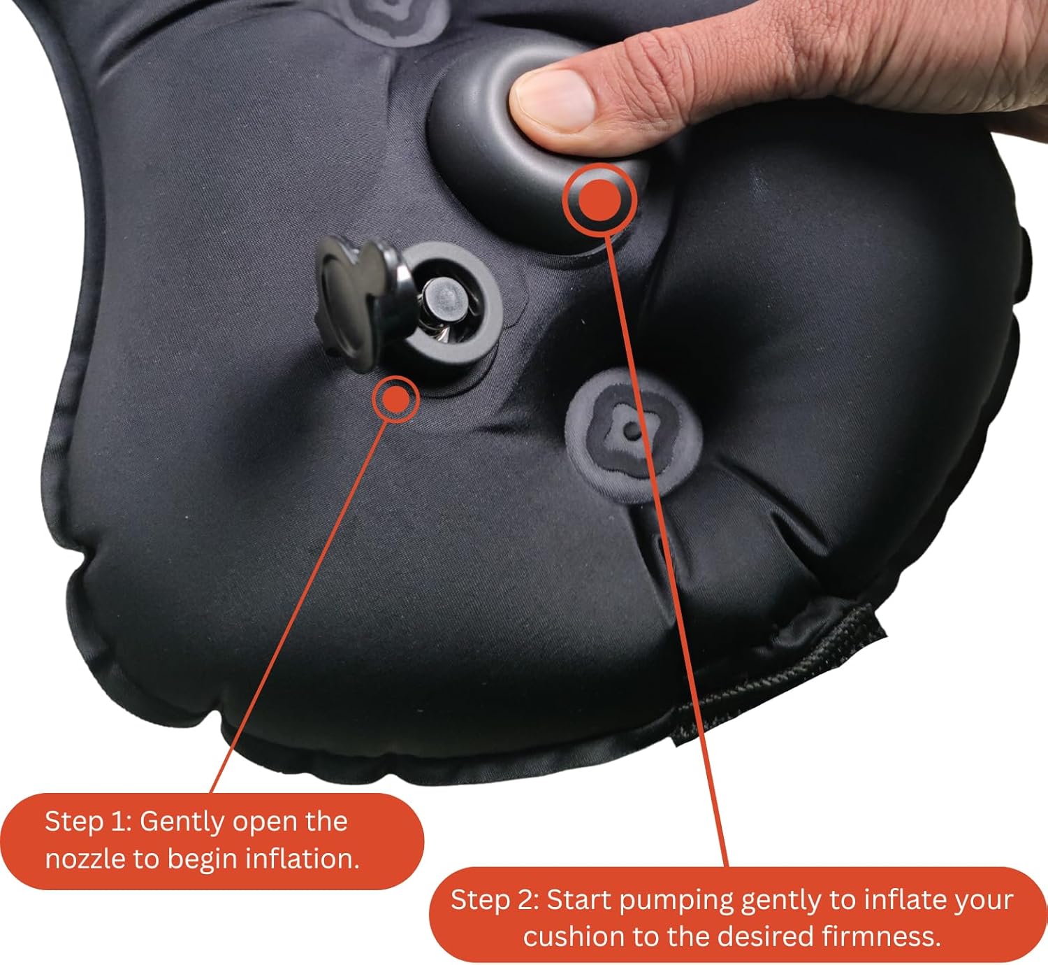 Inflatable Lumbar Support Pillow with Built-in Pump – Adjustable Lower Back Cushion for Office Chair, Car, Travel – Compact, Ergonomic & Portable Back Support