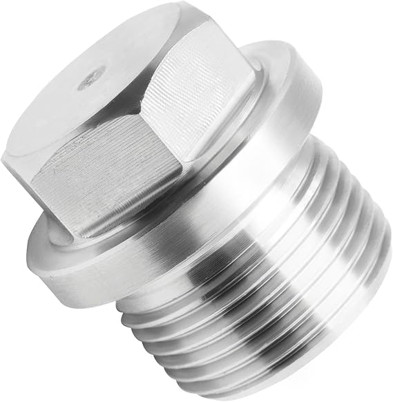 M12x1 Male Stainless Steel 304 Solid Flange Hex Pipe Plug 5pcs
