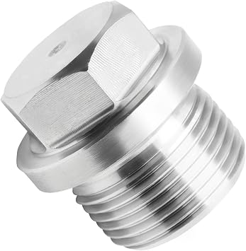 M12x1 Male Stainless Steel 304 Solid Flange Hex Pipe Plug 5pcs