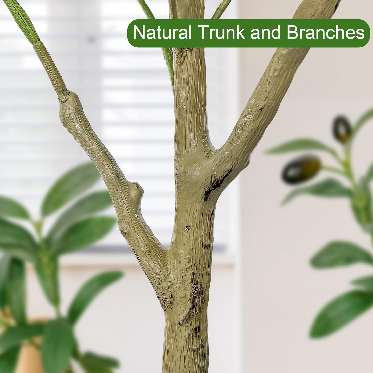 4 FT Olive Trees Artificial Indoor, Faux Olive Tree 4ft with Natural Wood Trunk Branches and Lifelike Fruits, Realistic Fake Tree Artificial Plants Tall with Planter for Home Office Decor