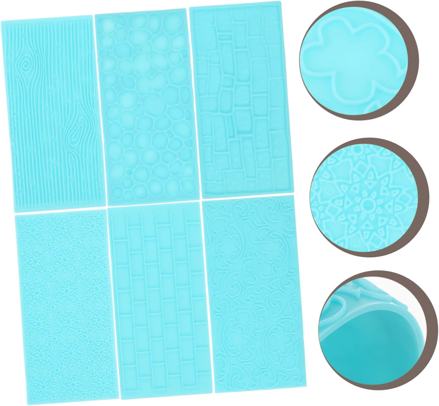JEWEDECO 6pcs DIY Pottery Kit Clay Texture Baking Mats Embossing Pottery Tool for Polymer Clay Jewelry