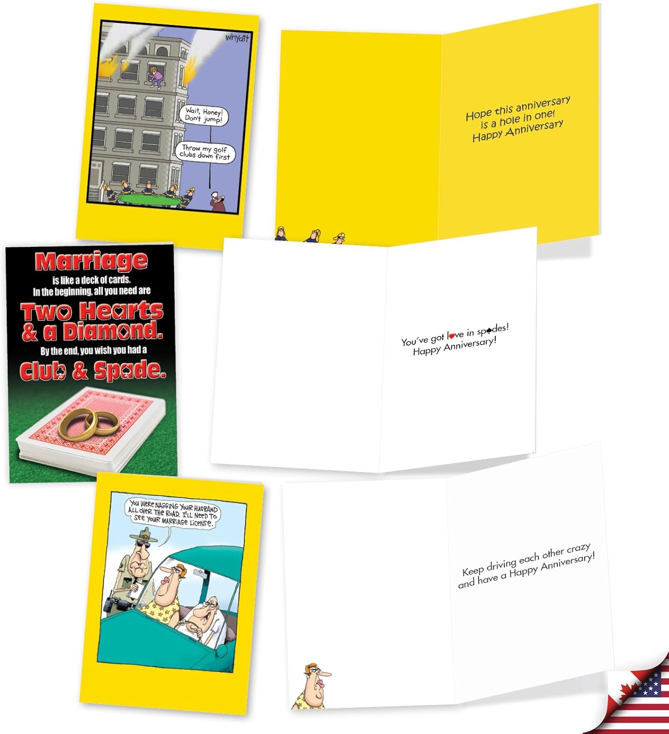 NobleWorks 20 Assorted Box Set Funny Anniversary Greeting Cards w/5 x 7 Inch Envelopes (10 Designs, 2 Each) Anniversary Congratulations Comical Couples AC3681ANG-B2x10