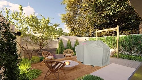 Miniatura 3 de Cubierta de parrilla de gas resistente al agua de 62 pulgadas para parrilla de gas Weber Char-Broil Coleman, color beige