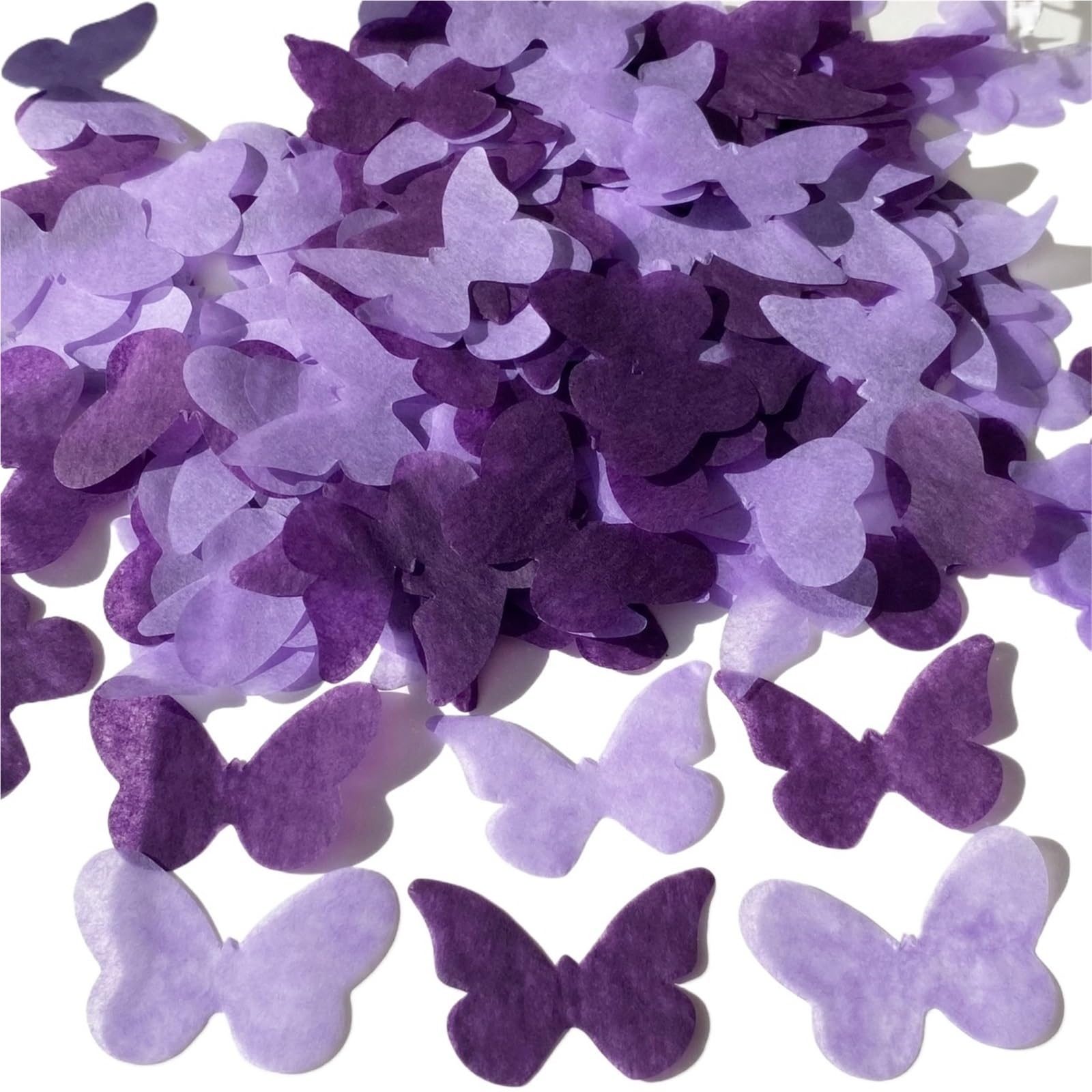 Konfetti, 2 Tüten, violettes Schmetterlingskonfetti, biologisch abbaubar, lila, Trauben, Schmetterlinge, Hochzeit, Party, Dekoration, handgefertigt, elegant, fliegende Konfetts (Mischung)