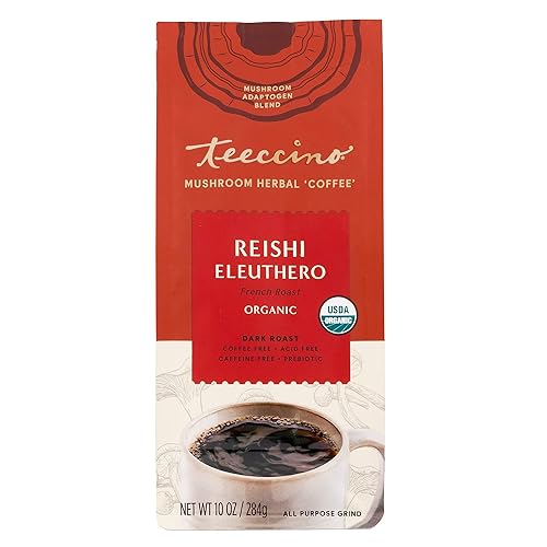 Miniatura 4 de Teeccino Reishi Eleuthero - Alternativa de café tostado francés, café orgánico adaptogénico de hongos, tostado oscuro, sin cafeína, prebiótico, sin
