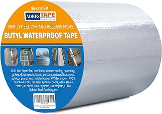 ADHES Upgrade Butyl Tape Waterproof Tape, 1.2mm Thick, 6 inch x 16 feet, Aluminum Foil Tape Butyl Sealant Tape for RV Repair, Window, Boat and Pipe Sealing, Glass & EDPM Rubber Roof Patching, Silver