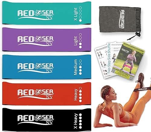 Vista 7 de M&M SCRUBS Bandas de ejercicio de resistencia – Juego de 5 bandas elásticas de fitness con guía de instrucciones y bolsa de transporte