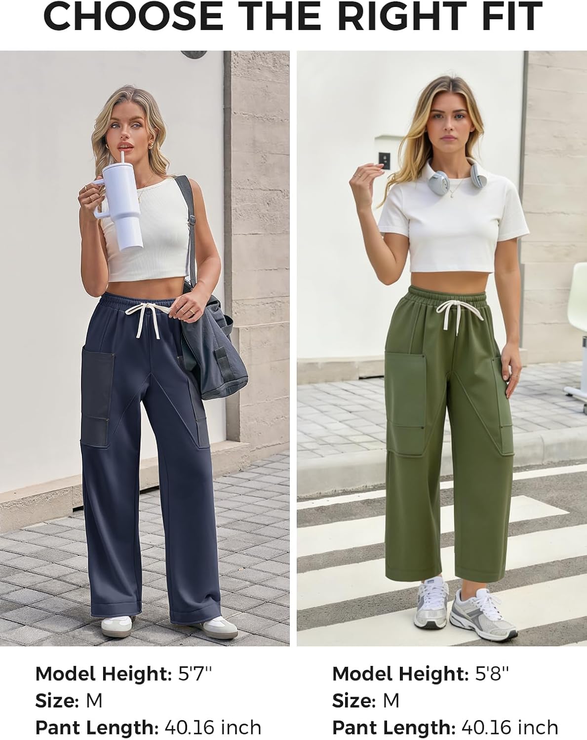 Aoysky Womens Wide Leg Sweat Pants Casual Elastic Waist Drawstring Hiking Workout Cargo Pants Loose Fit - Image 6