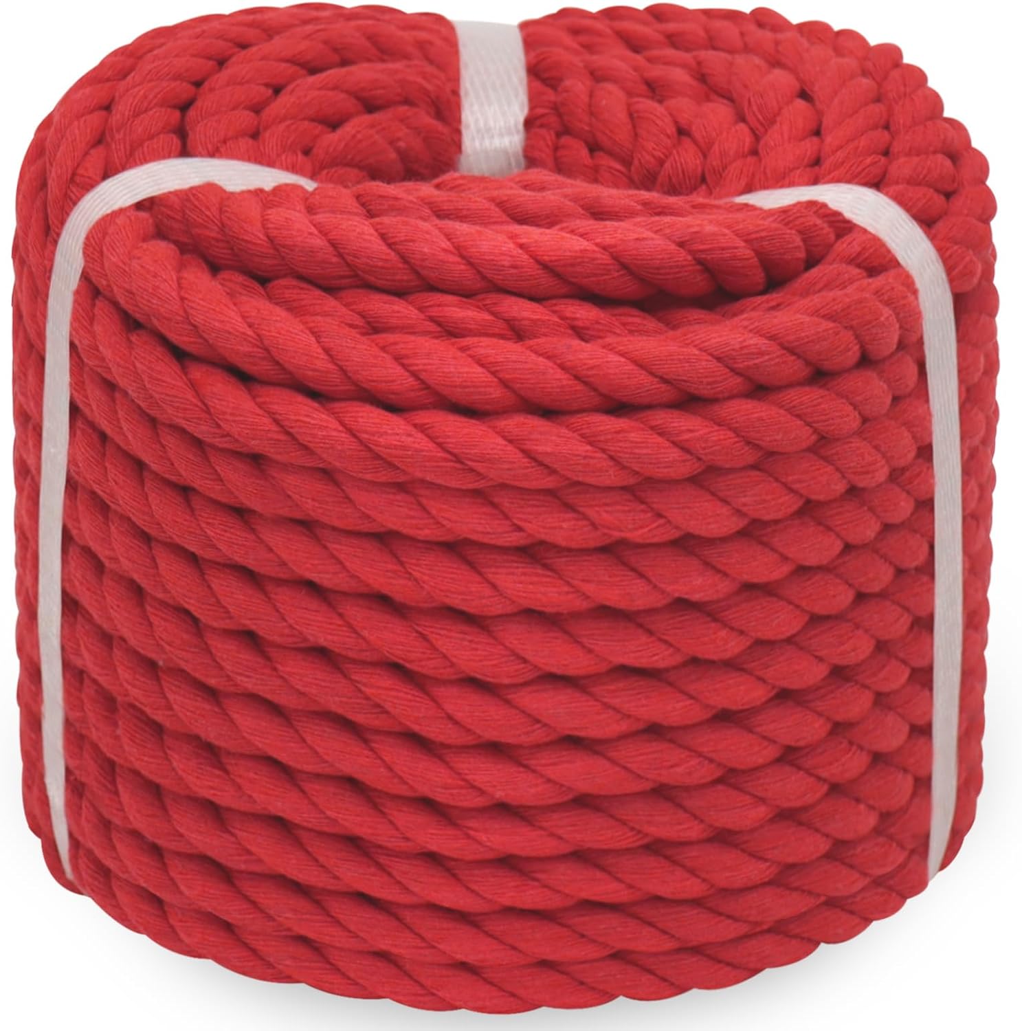 SINYLOO Red Cotton Rope 3/8 inch Twisted Craft Rope Red