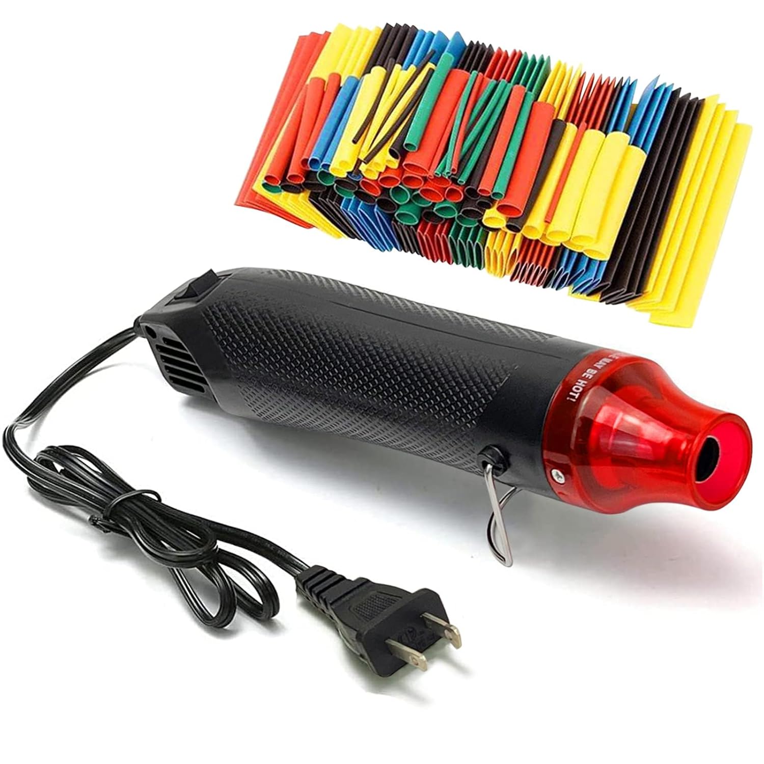 Heat Shrink Tubing Kit-350W Mini Heat Gun+4:1 Ratio Adhesive Lined,Marine Grade Shrink Tubes 195 PCS+Reflector Nozzle+Self Adhesive & Fastening Cable Ties - Wrapping Shrink Tube,Wire,Cable