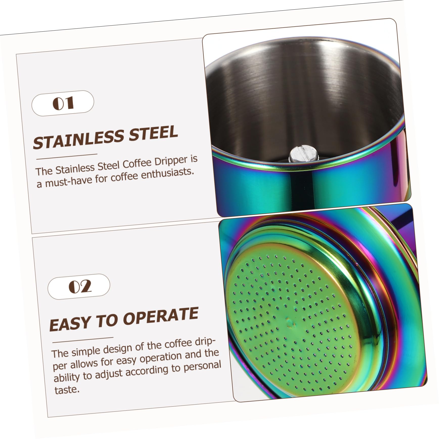 CONGARTENO Stainless Steel Travel Coffee Dripper Cup Compact - Easy to Filter for Home Office Camping and Outdoor Use