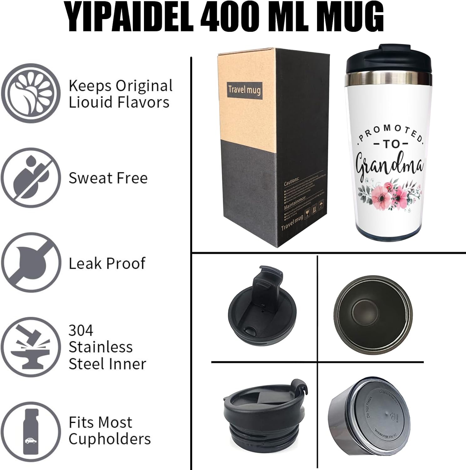 Promoted To Grandma Gifts for New Grandma Mug, Coffee Tumbler for Grandmother Nana Mimi Christmas, First Time Birthday Gift, Grandparents Gifts from Grandson 13 OZ - Image 3