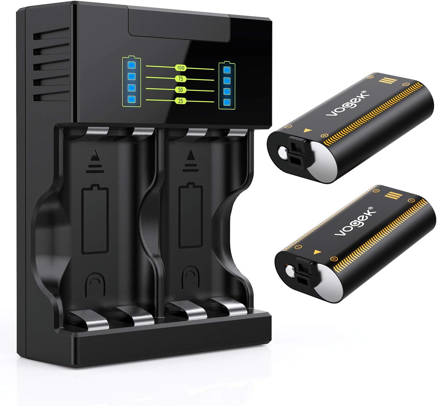 Vogek Xbox One Controller Battery Pack, 2 x 2200mAh Rechargeable Battery with USB Charging Cable and Charger Kit for Xbox One/S/X/Elite Wireless Controller