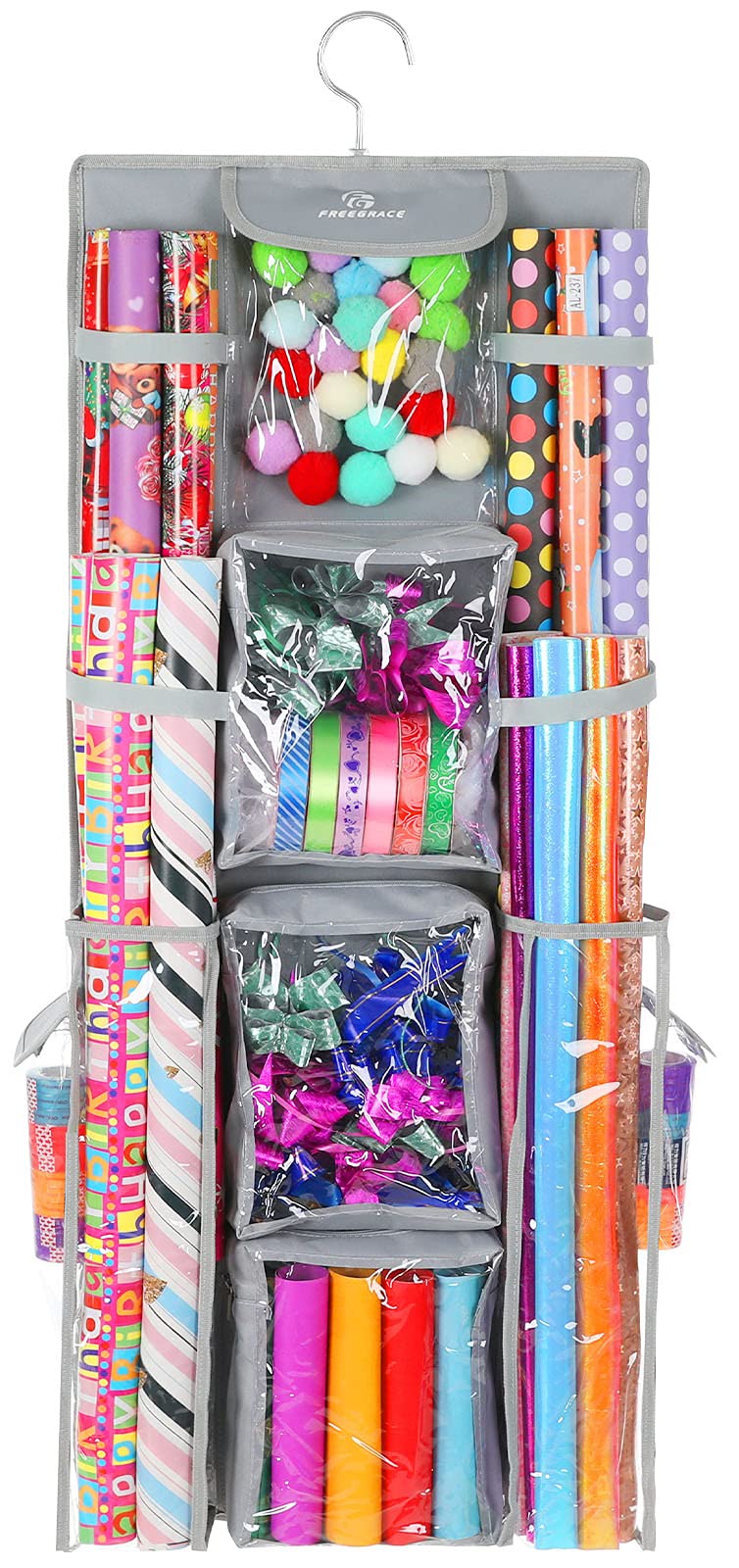 Freegrace Double-Sided Hanging Gift Wrap Organizer