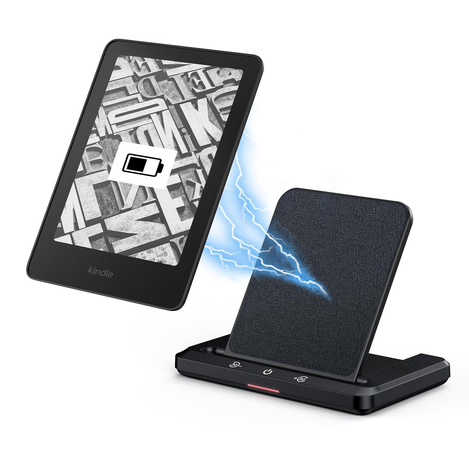 Dock di ricarica wireless con altoparlante per audiolibro, caricabatterie wireless compatibile con Kindle Paperwhite Signature Editions (versioni 2022 e 2024) e Kindle Colorsoft Signature Edition