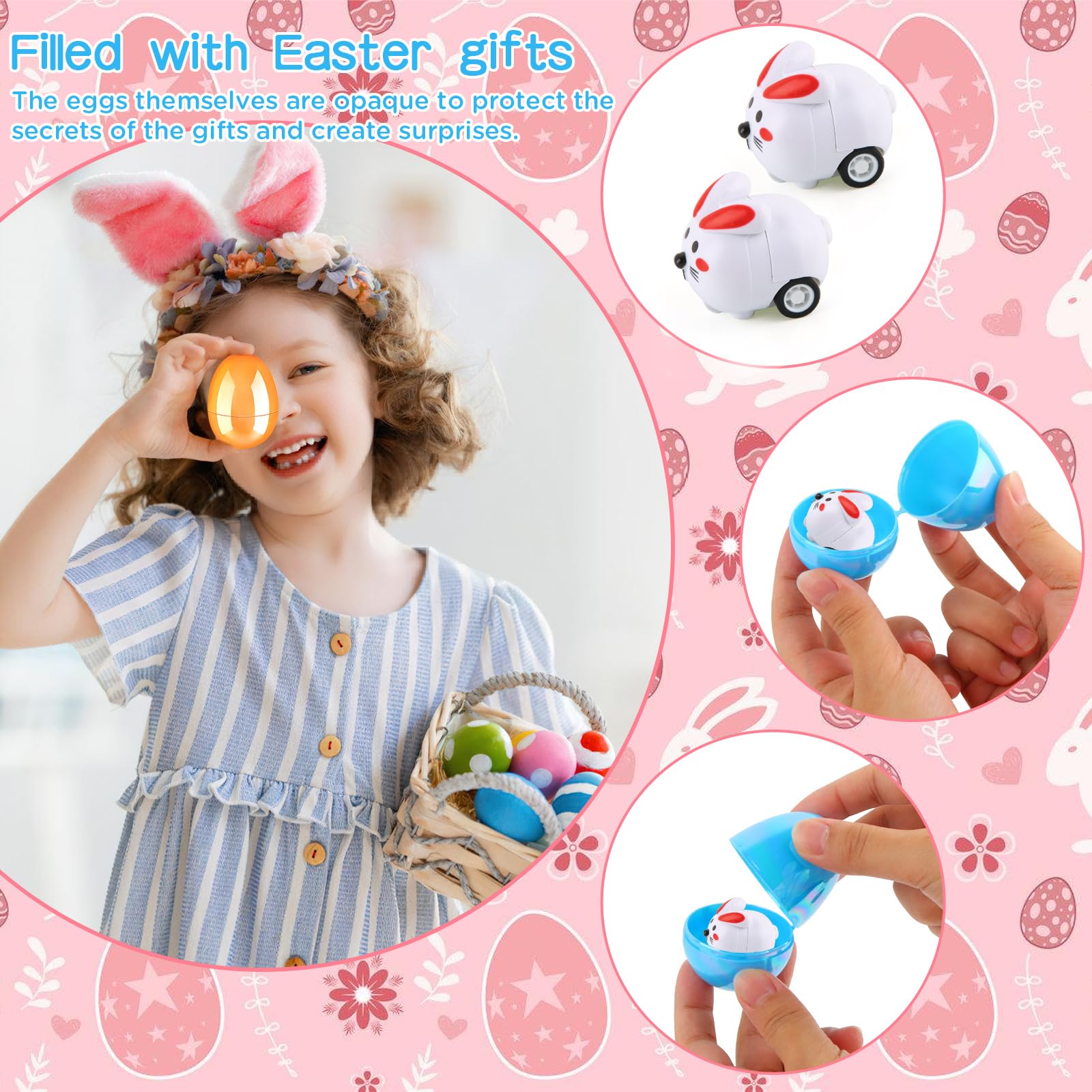 Hyran Huevos Pascua, 24 Pcs Huevos de Plastico, Huevos Sorpresa, Huevos de Pascua para Decorar, para Caza de Pascua, Regalos para Niños y Recuerdos de Fiesta (A)