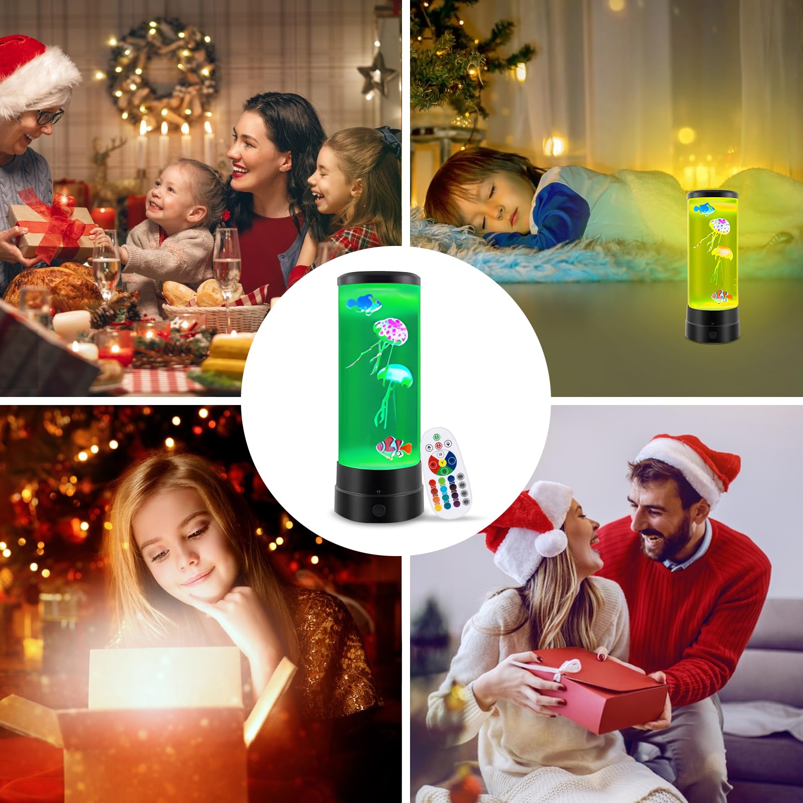 Lampada da lava, a LED, per meduse, 17 colori, rotonda, vera medusa, per acquario, decorazione per la casa, con telecomando, per regali di Natale per bambini