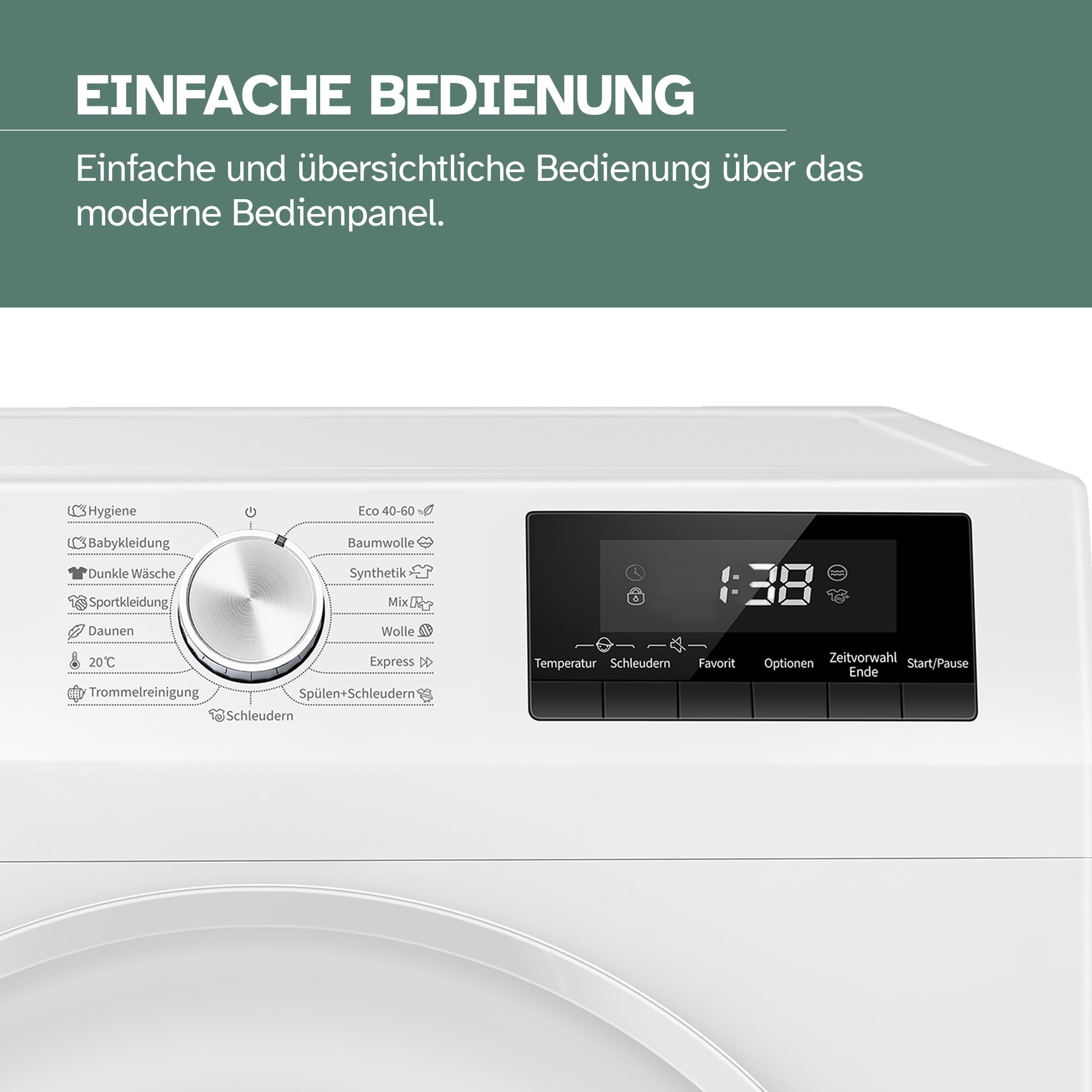 Heinrich Waschmaschine 7kg 1400 U/min Aqua-Stop LED-Display Inverter Motor Energieeffizienzklasse A weiß