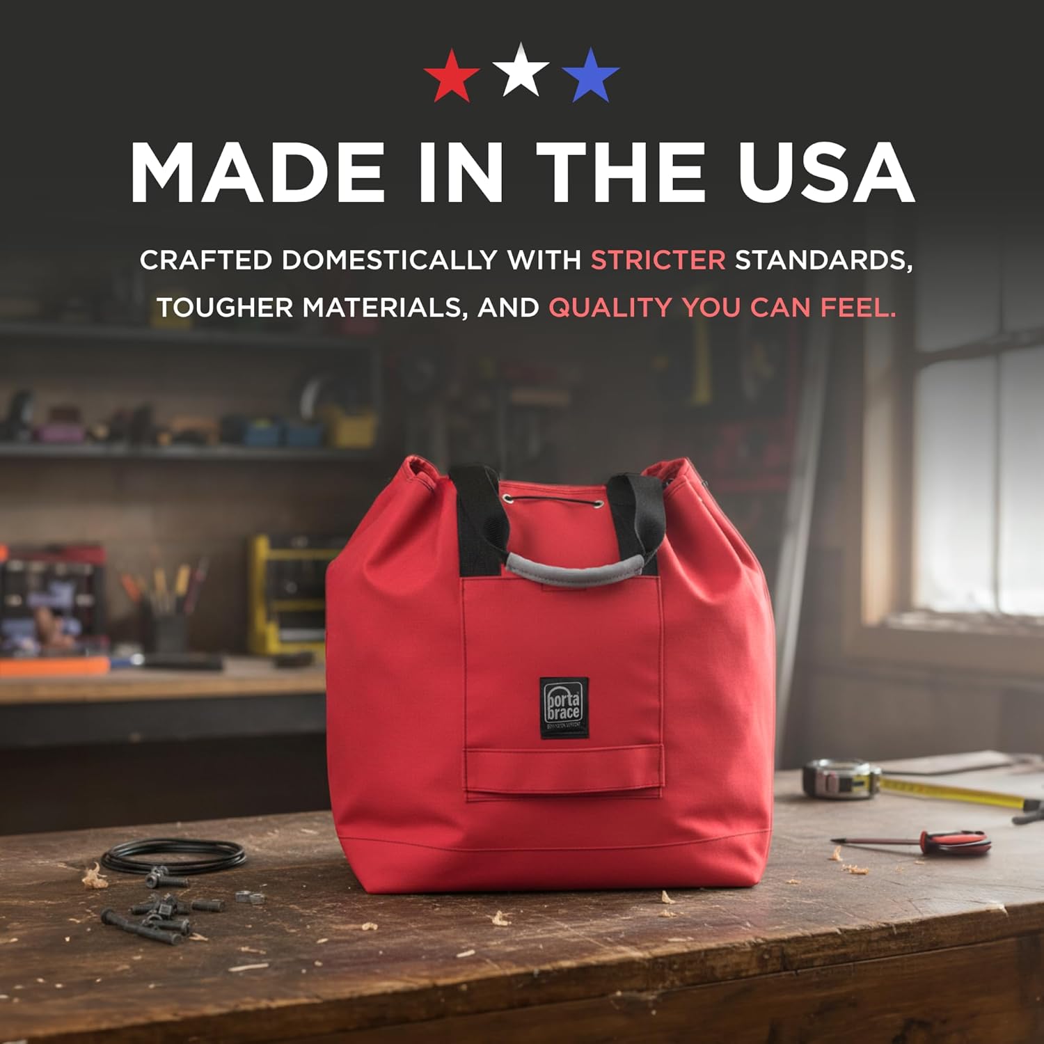 PORTA BRACE Heavy-Duty Utility Bag — Waterproof, Easy-Clean, Ultra Durable 1000-Denier Cordura® Duffle Bag — Maximum Storage for Medical Supplies, Tools, Electronics, & More — Red, Large