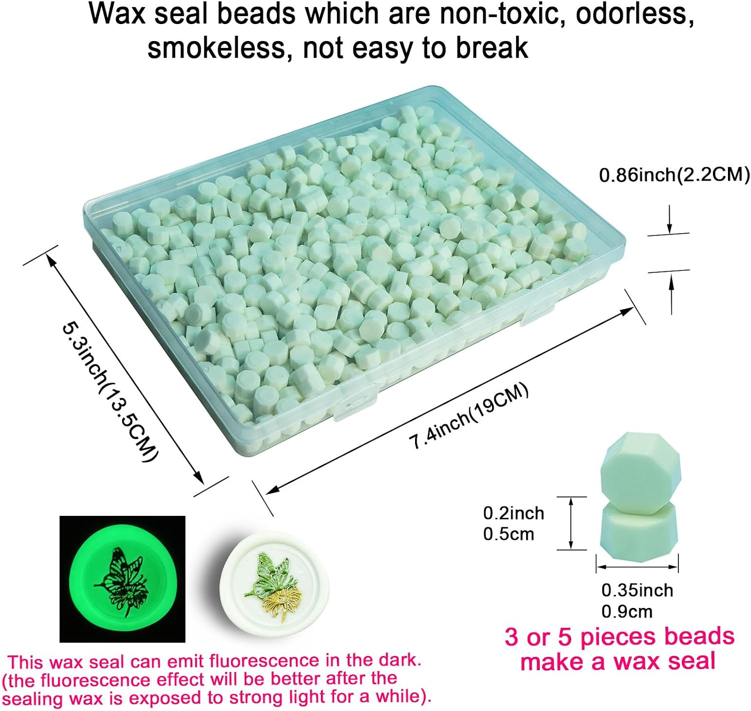 Premium Wax Seal Beads - 520 Fluorescent White Sealing Pellets for Letters, Greeting Cards, Wine Bottles & Crafts | Professional-Grade for Wedding Invitations & DIY Projects