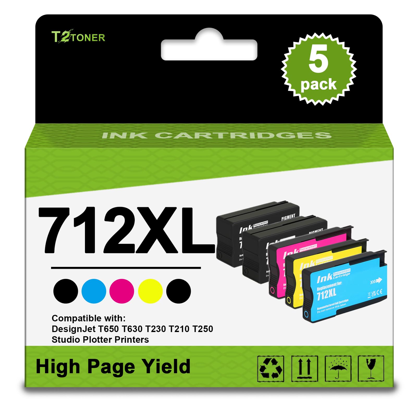 Hp 712 Ink Cartridges High Yield 712 712XL Ink Cartridges Compatiable ...