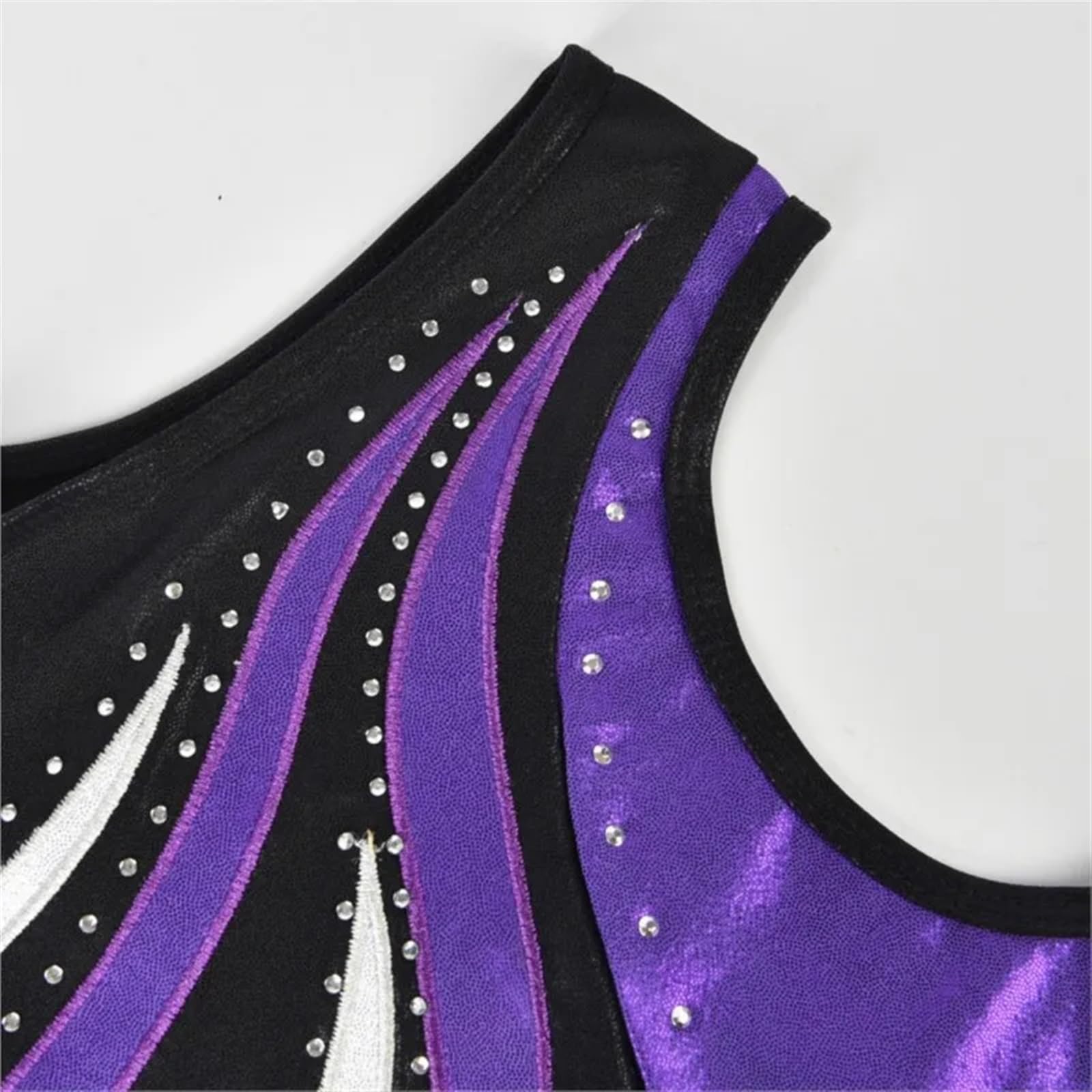 Body Ginnastica Bambina Tuta Viola for Danza Classica, Danza, Ginnastica, for Ragazza, Senza Maniche, for Pattinaggio su Ghiaccio, con Strass Lucidi(Purple,4-5Y)