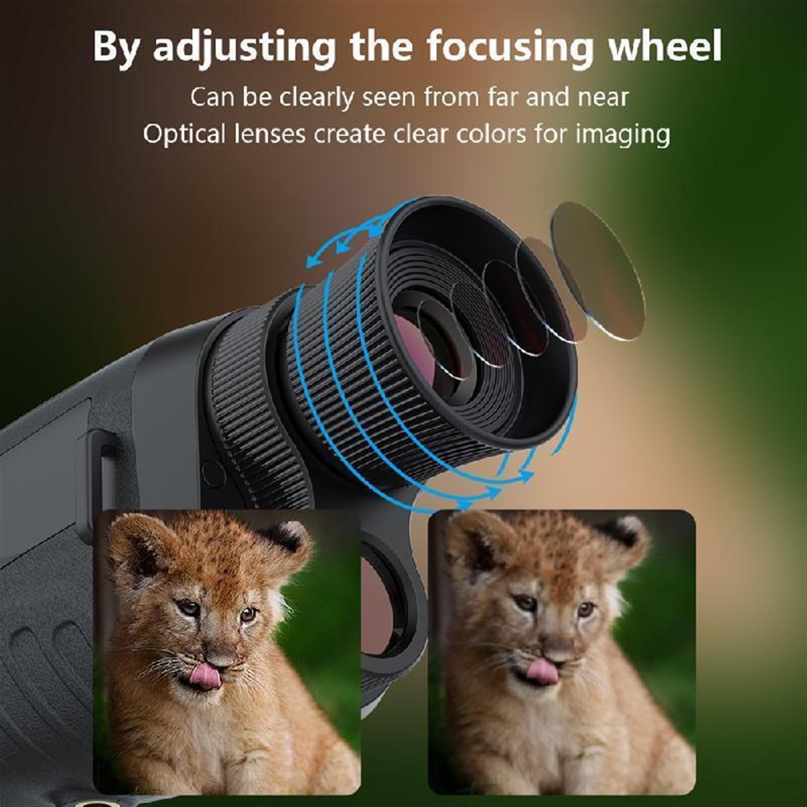 Dispositivo de visión nocturna infrarroja Monocular, 2,5 K, UHD, 1080P, uso diurno y nocturno, foto y vídeo, 8X, Digital, 300M, visión completamente oscura, a distancia(Nero)