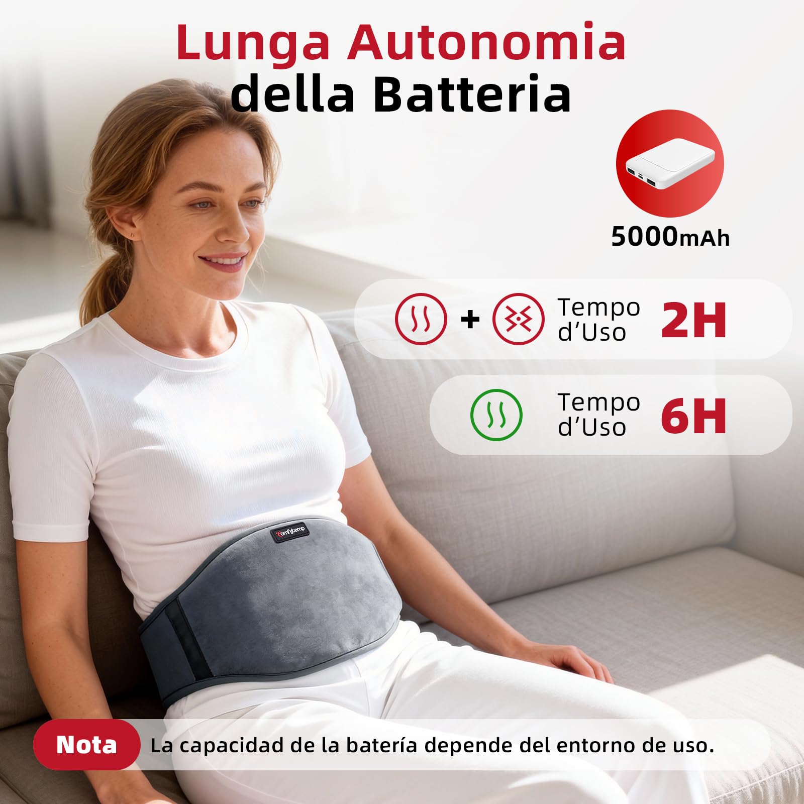 Comfytemp Fascia Lombare Riscaldamento,3 Livelli di Temperatura 3 Massaggio a Vibrazione Termoforo Lombare, Fascia Riscaldante Lombare con spegnimento automatico, per Schiena Spalle Addome