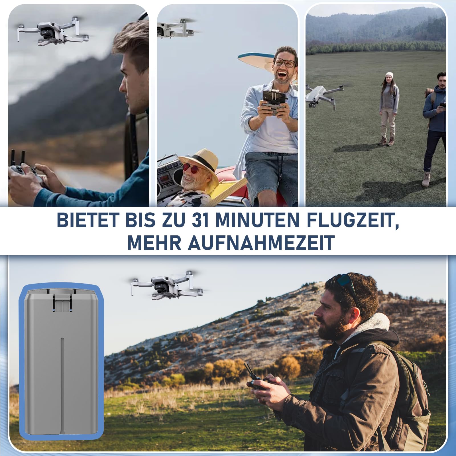 Homesuit Mini 2 akumulator z wyświetlaczem cyfrowym Stacja ładująca, Kompatybilny z DJI Mini 4K, 2 SE, SE, 2400mAh Inteligentny akumulator lotniczy Zastępczy dla akumulatora DJI Mini 2 SE (31 minut
