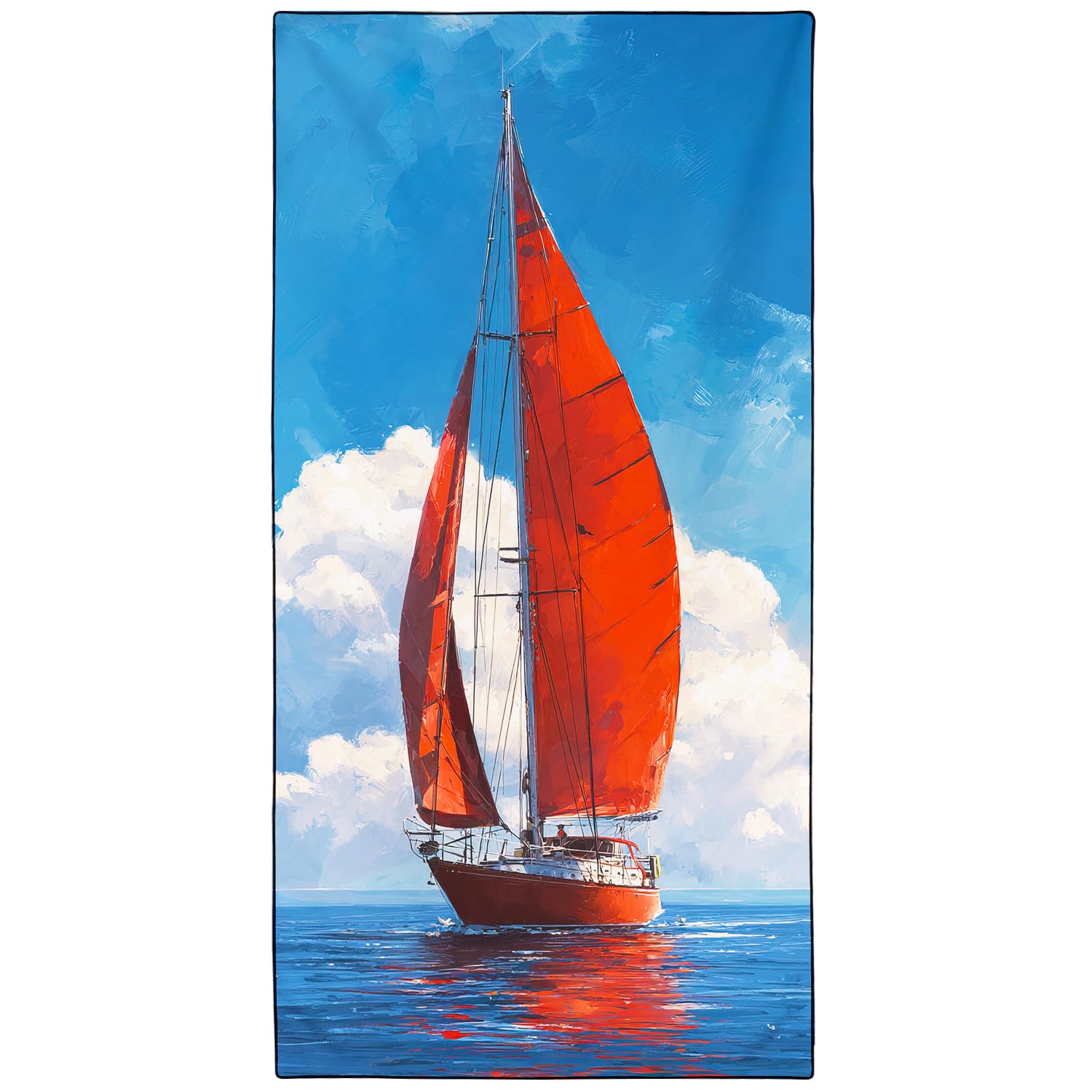 Zomer Mikrofaser Strandtuch 180x90cm Badetuch Groß Leicht Schnelltrocknend Sandfrei Strandhandtuch XXL für Sport Travel Camping Beach Gym, Segelboot