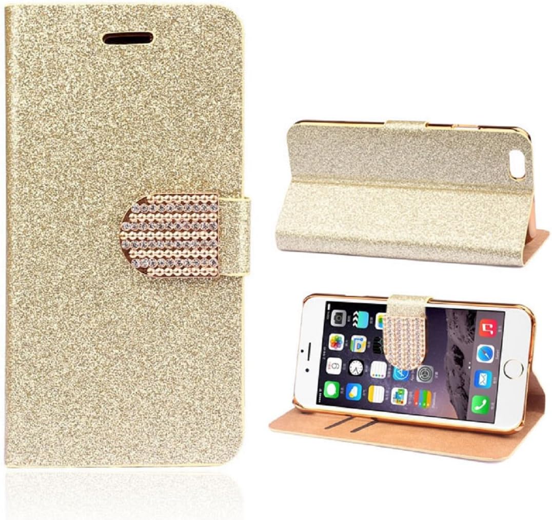 Bessky(TM) 1pc 4.7 iPhone 6 Hot Sell Luxury Bling Glitter Wallet Flip Leather Case (Gold)