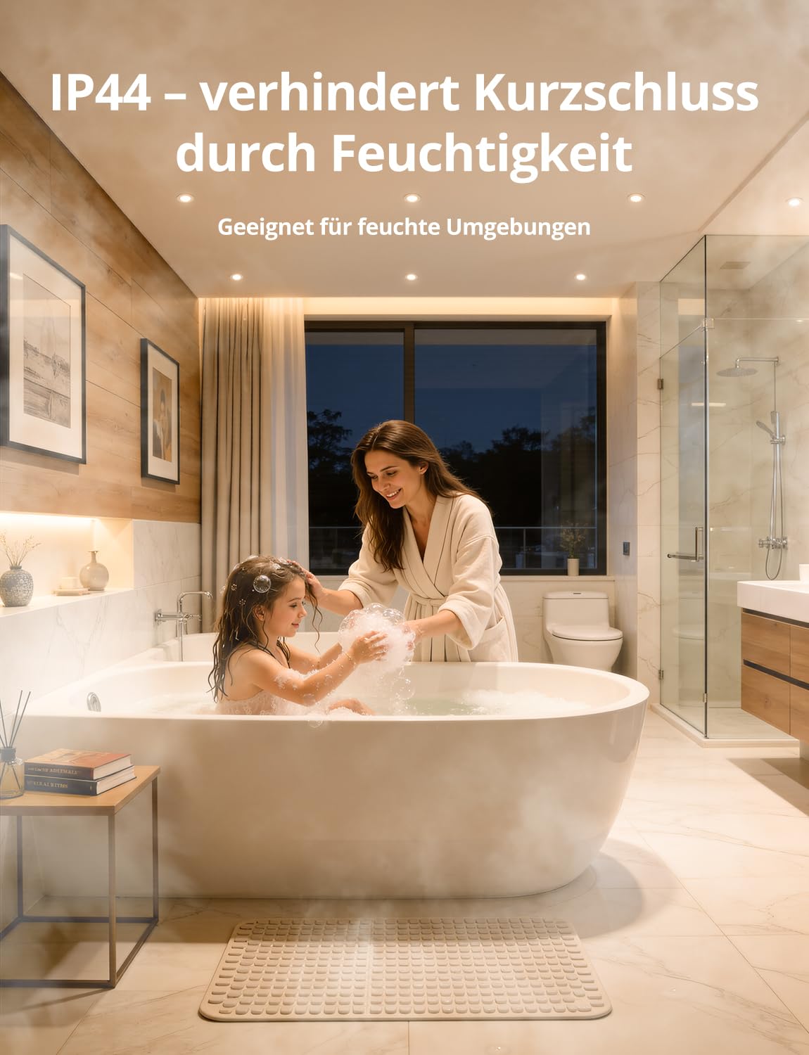 BOJIM Einbaustrahler LED Bad Küche Deckenspots Energieeffizienzklasse B | Spots 230V IP44 Schwenkbar, Weiß, 3000K Warmweiß, 68mm - 80mm Lochmaß, Flach, 4.7W, 10er Set