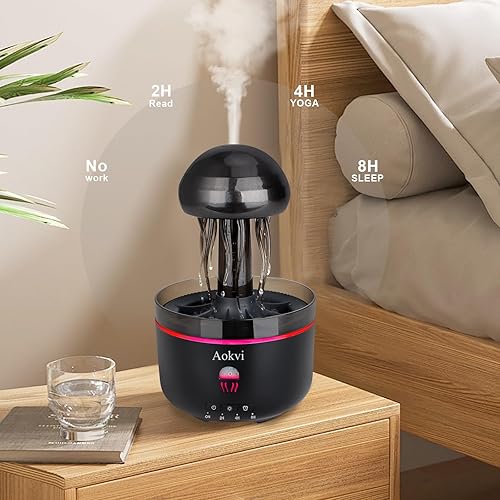 Miniatura 4 de Difusor de aceites esenciales, difusor de aromaterapia de 10.1 fl oz, difusor ultrasónico de aceite esencial, humidificador de medusas con LED de 7